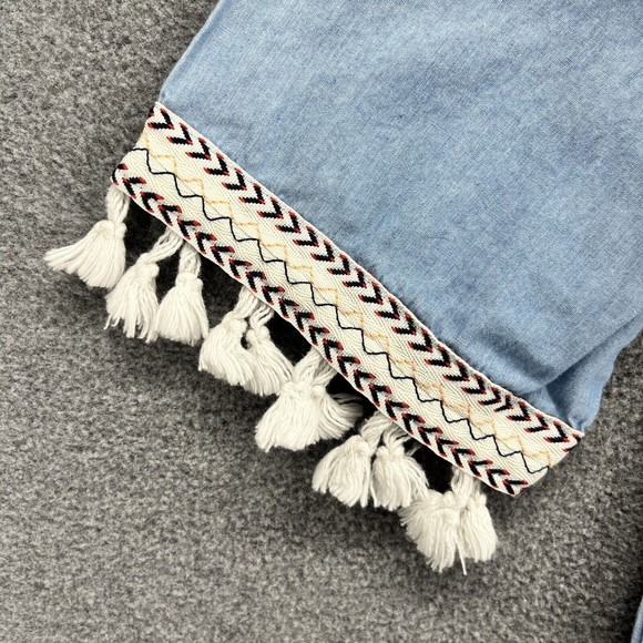 Hayden LA Denim Tunic Top Dress Size S Blue Boho Festival Tapestry Tassel fringe - Picture 4 of 11